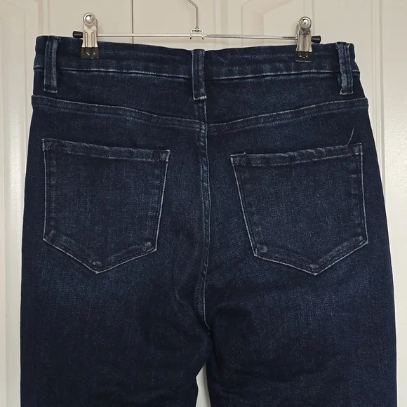 Women's Dark Blue Frayed Hem Jeans - Picture 4 of 6